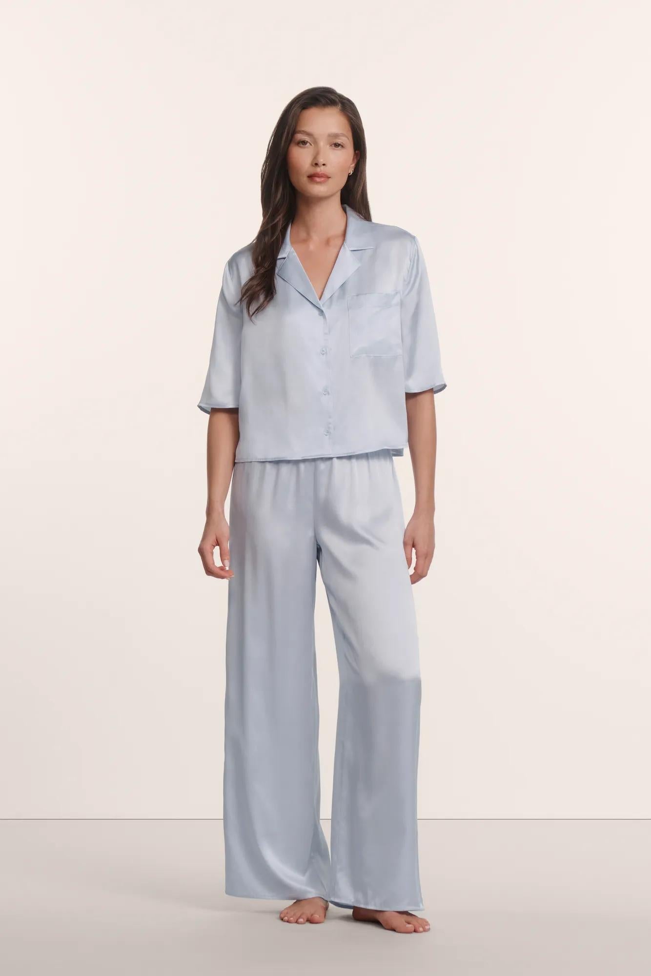 Eberjey Inez Washable Silk Relaxed Wide Leg Pant PJ Set