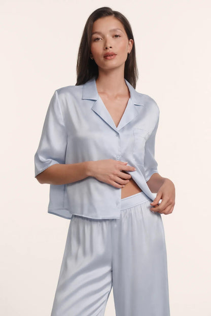 Eberjey Inez Washable Silk Relaxed Wide Leg Pant PJ Set