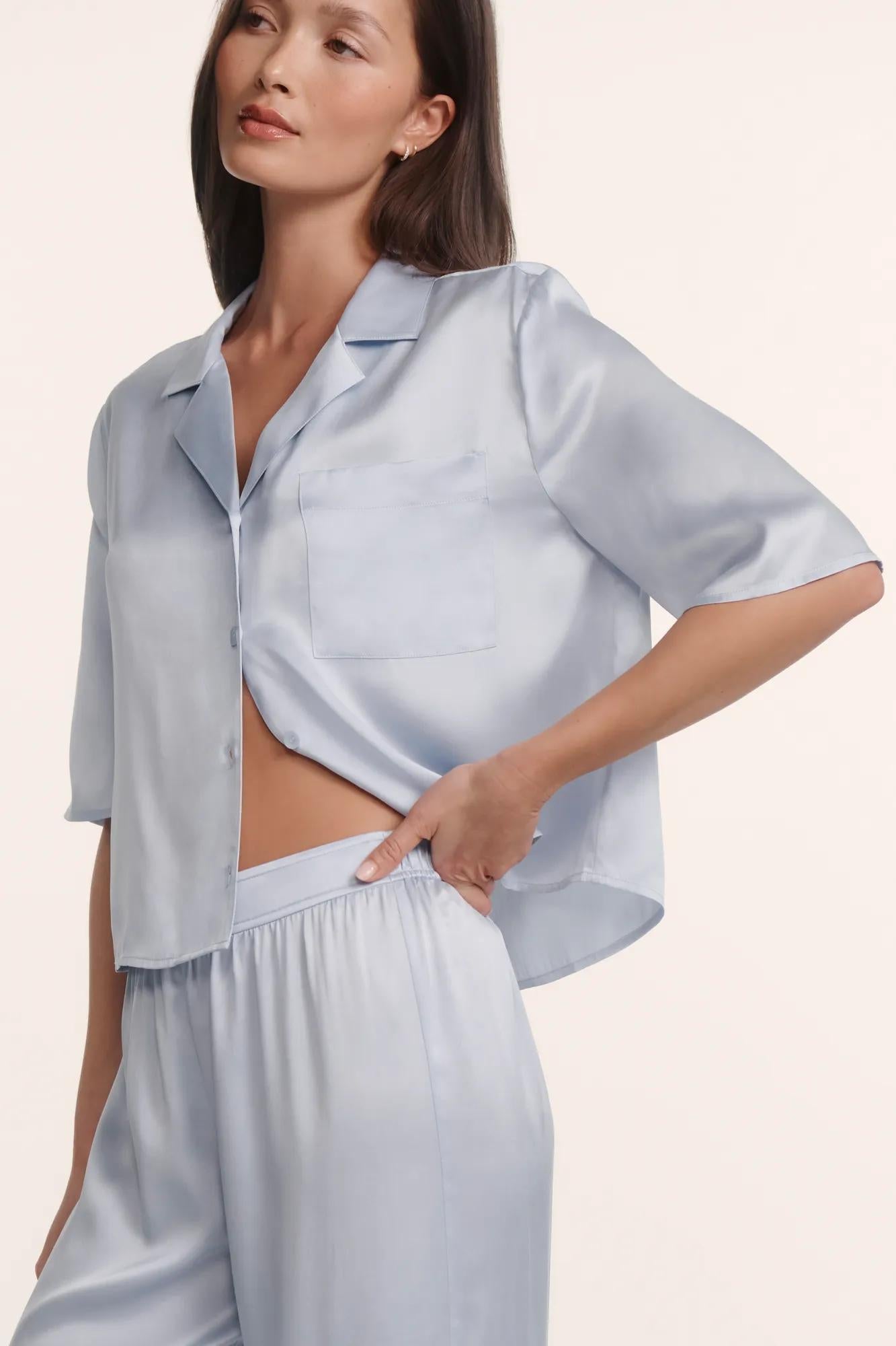 Eberjey Inez Washable Silk Relaxed Wide Leg Pant PJ Set
