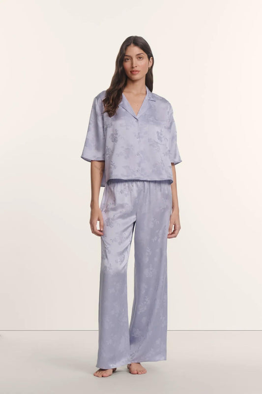 Eberjey Inez Washable Silk Jacquard Relaxed Wide Leg Pant PJ Set