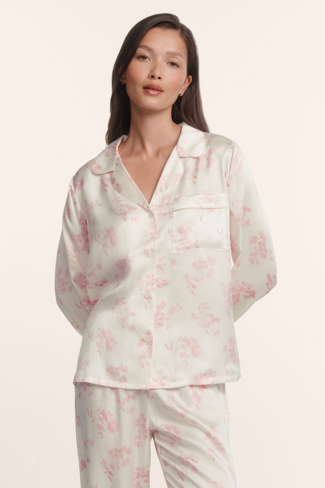 Eberjey Inez Washable Silk Printed Long PJ Set
