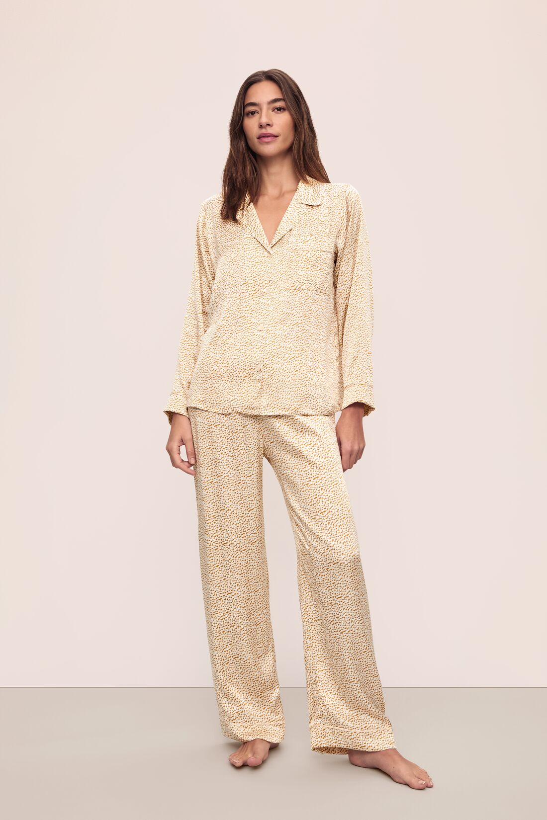 Eberjey Inez Washable Silk Printed Long PJ Set