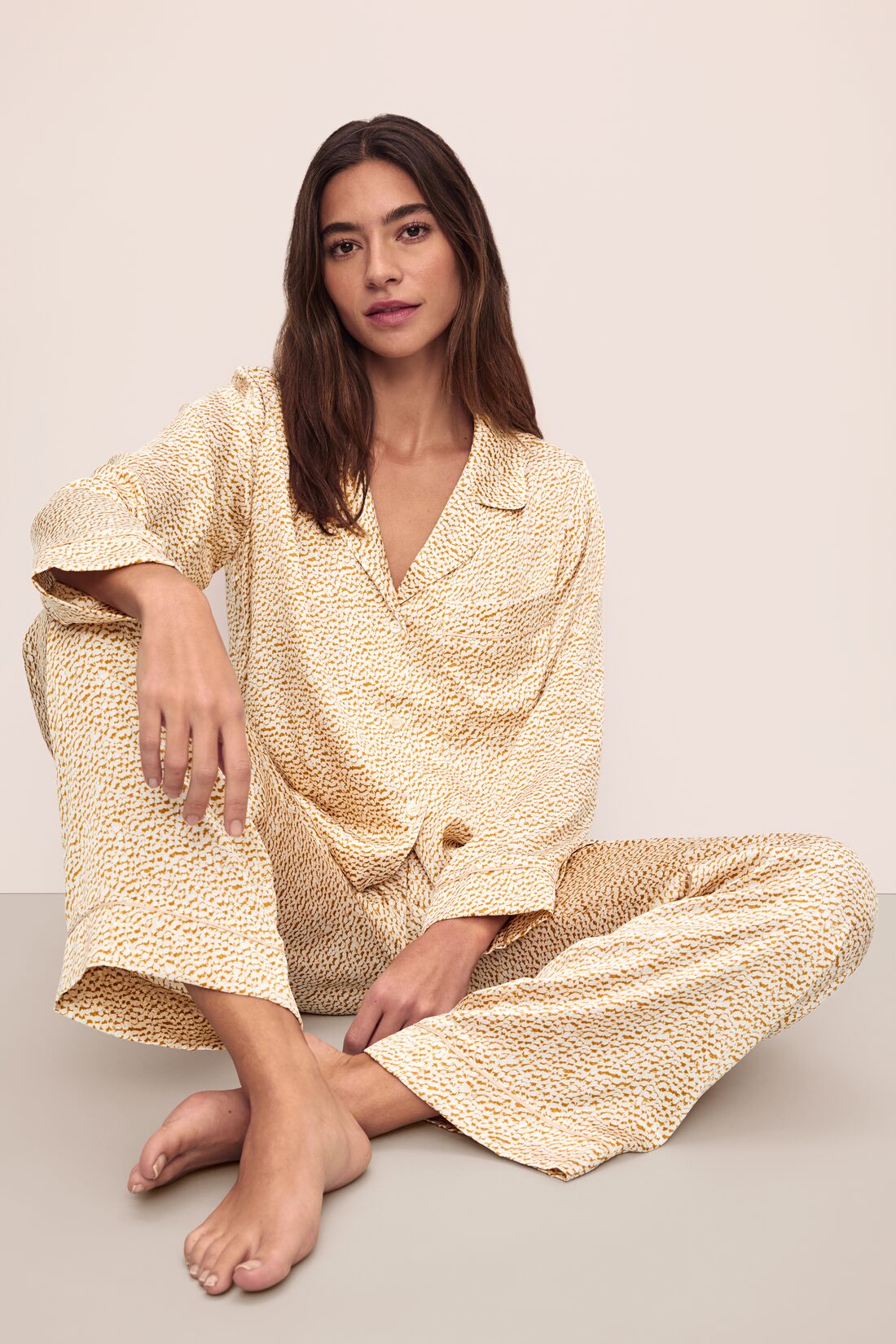 Eberjey Inez Washable Silk Printed Long PJ Set