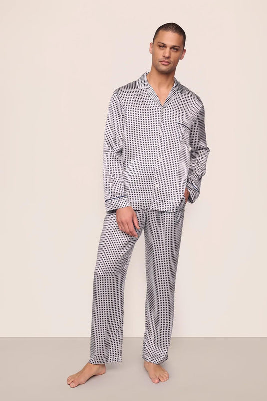Eberjey Charles Washable Silk Printed Long PJ Set