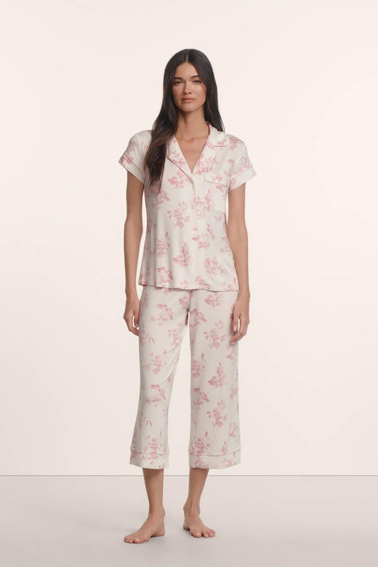Eberjey Gisele Printed TENCEL™ Modal Short Sleeve Cropped PJ Set