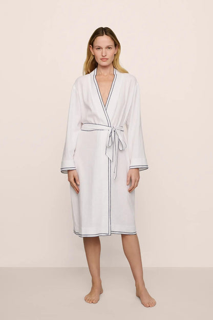 Eberjey Linen Blend Long Sleeve Robe