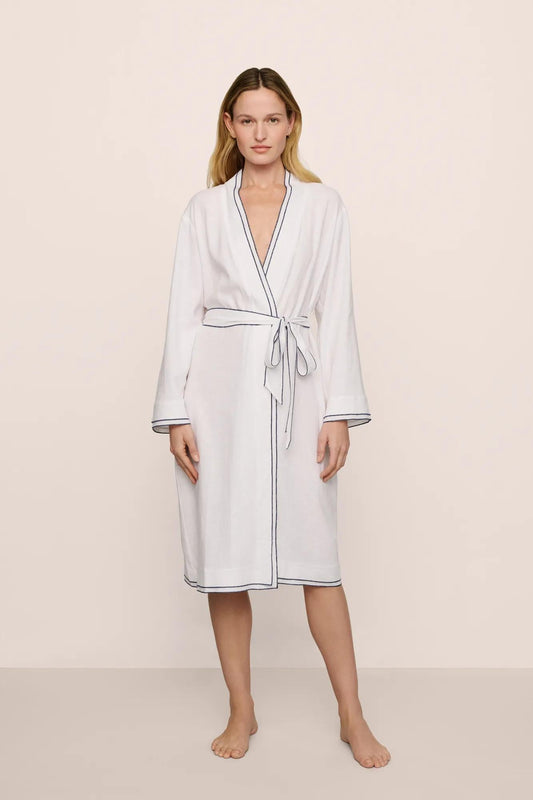 Eberjey Linen Blend Long Sleeve Robe
