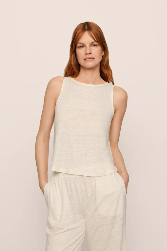 Eberjey Organic Linen Knit Boat Neck Crop Tank