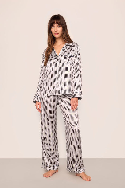 Eberjey Inez Washable Silk Printed Long PJ Set