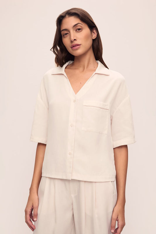 Eberjey Tencel Woven Relaxed Button Front Top