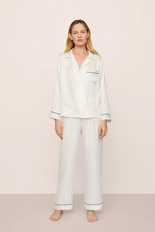Eberjey Inez Washable Silk Jacquard Long PJ Set