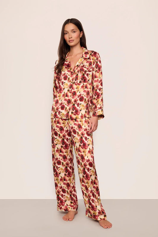 Eberjey Eberjey x Lily Aldridge - Inez Washable Silk Printed Long PJ Set