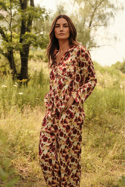 Eberjey Eberjey x Lily Aldridge - Inez Washable Silk Printed Long PJ Set