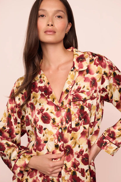 Eberjey Eberjey x Lily Aldridge - Inez Washable Silk Printed Long PJ Set
