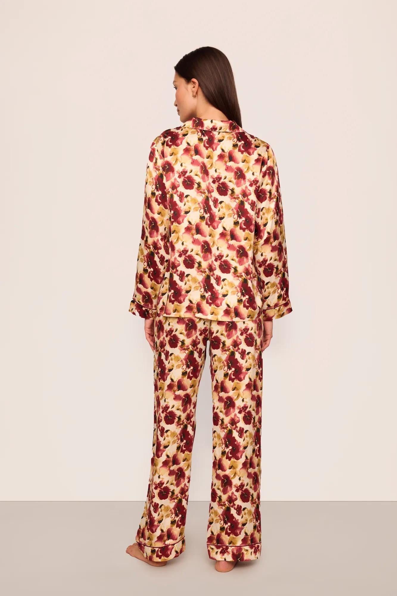 Eberjey Eberjey x Lily Aldridge - Inez Washable Silk Printed Long PJ Set