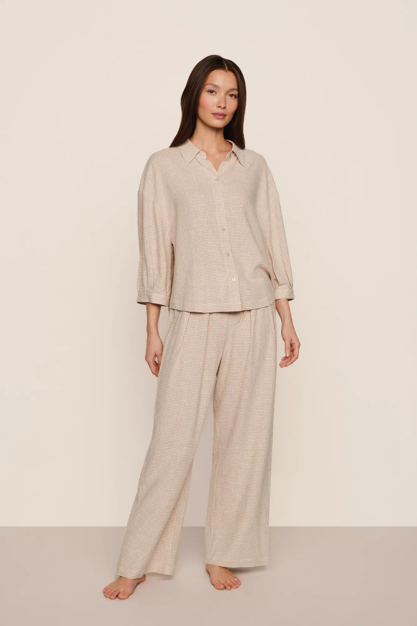 Gingham White/Warm Taupe,X-Small