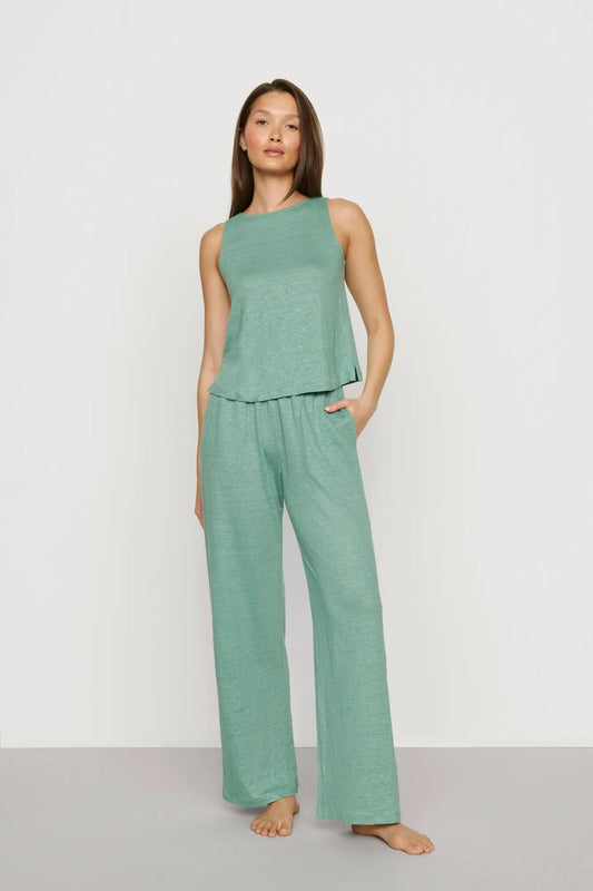 Eberjey Organic Linen Knit Boat Neck Crop Tank