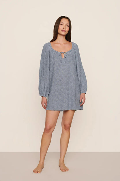 Gingham White/Navy,X-Small