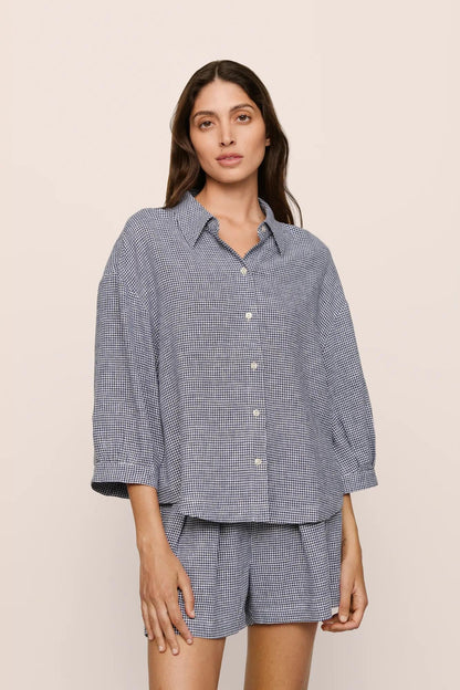 Gingham White/Navy,X-Small