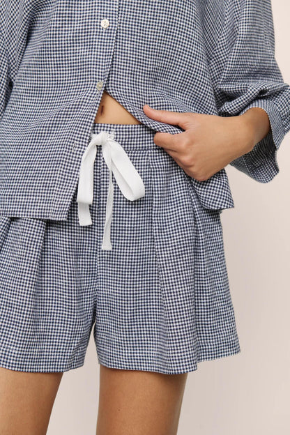 Gingham White/Navy,X-Small