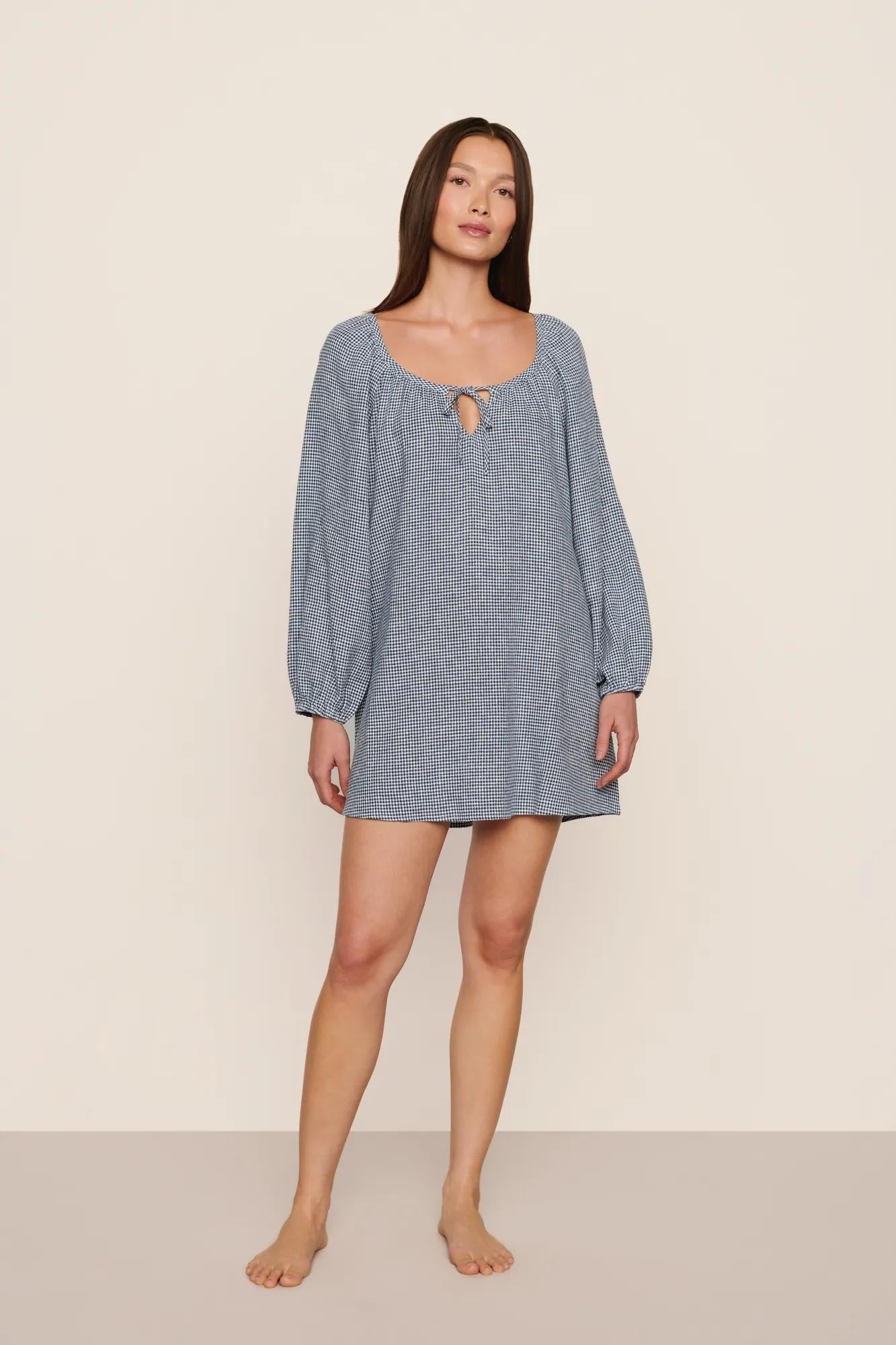 Gingham White/Navy,X-Small