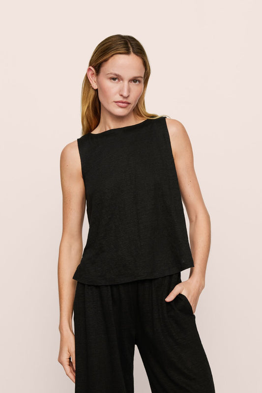 Eberjey Organic Linen Knit Boat Neck Crop Tank