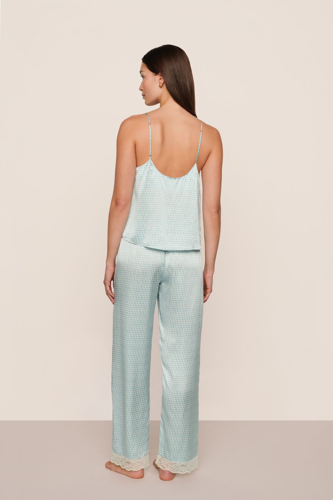Eberjey Washable Silk Printed Lace Cami & Pant Set
