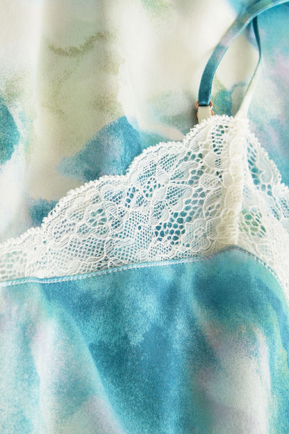 Eberjey Washable Silk Printed Lace Cami & Short Set