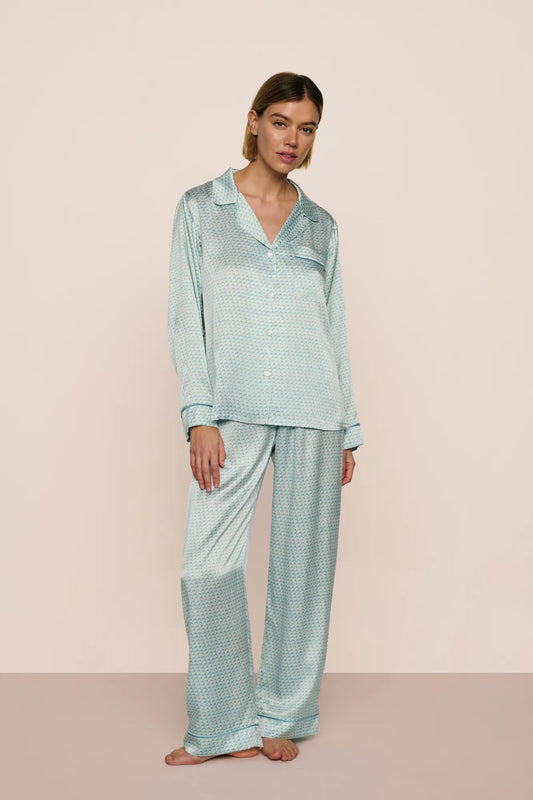Eberjey Inez Washable Silk Printed Long PJ Set