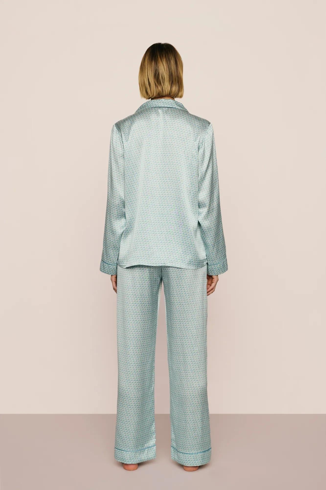 Eberjey Inez Washable Silk Printed Long PJ Set
