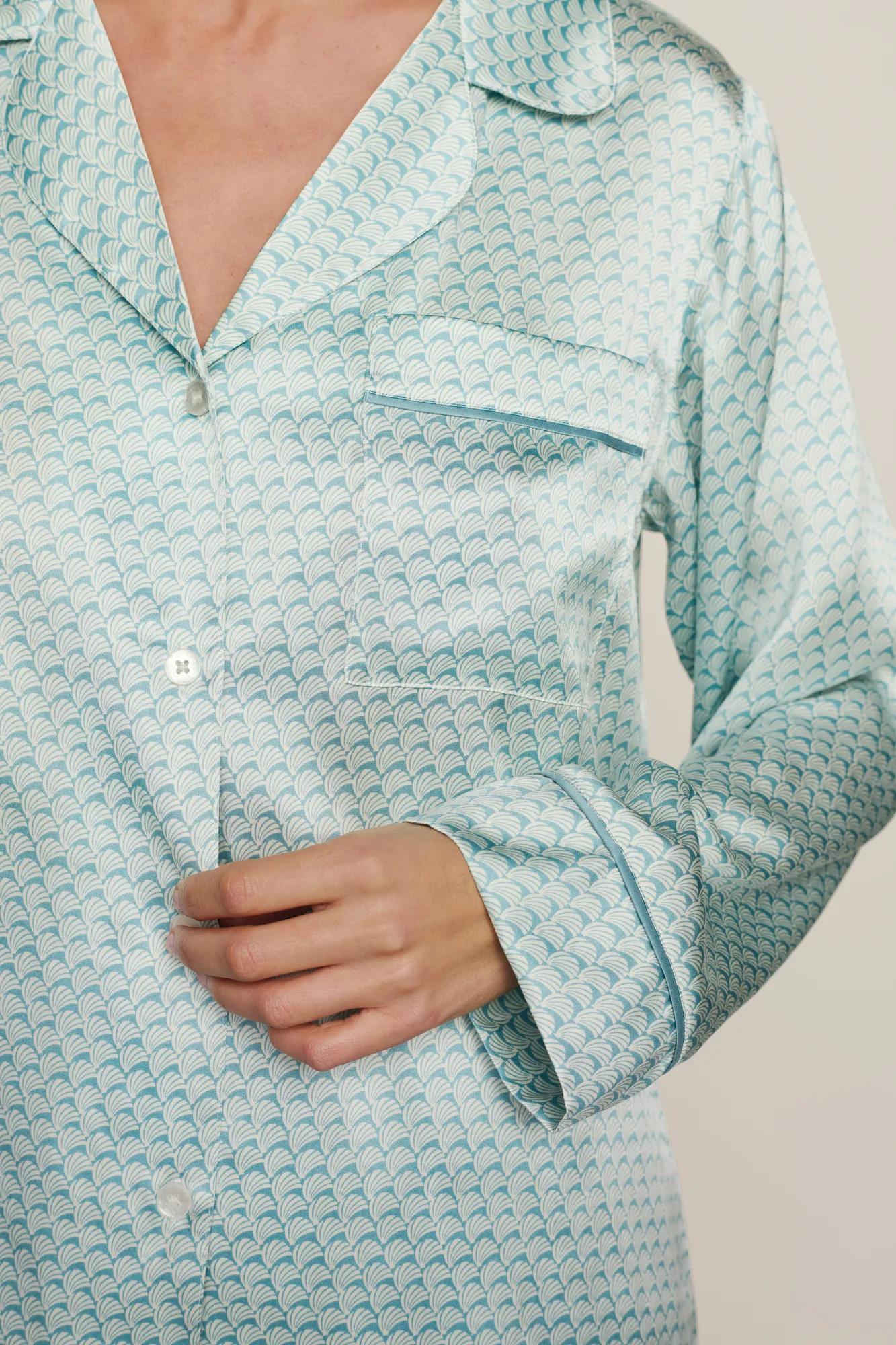 Eberjey Inez Washable Silk Printed Long PJ Set