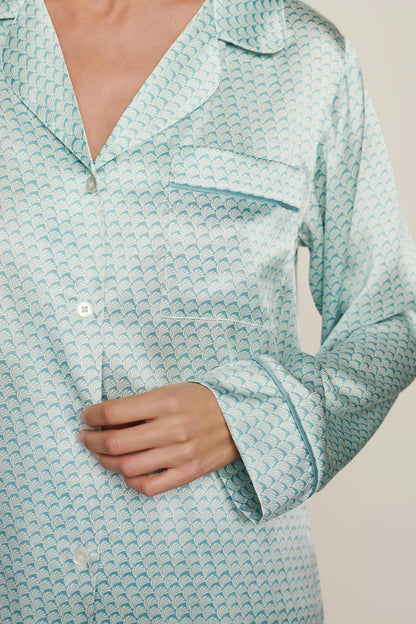 Eberjey Inez Washable Silk Printed Long PJ Set