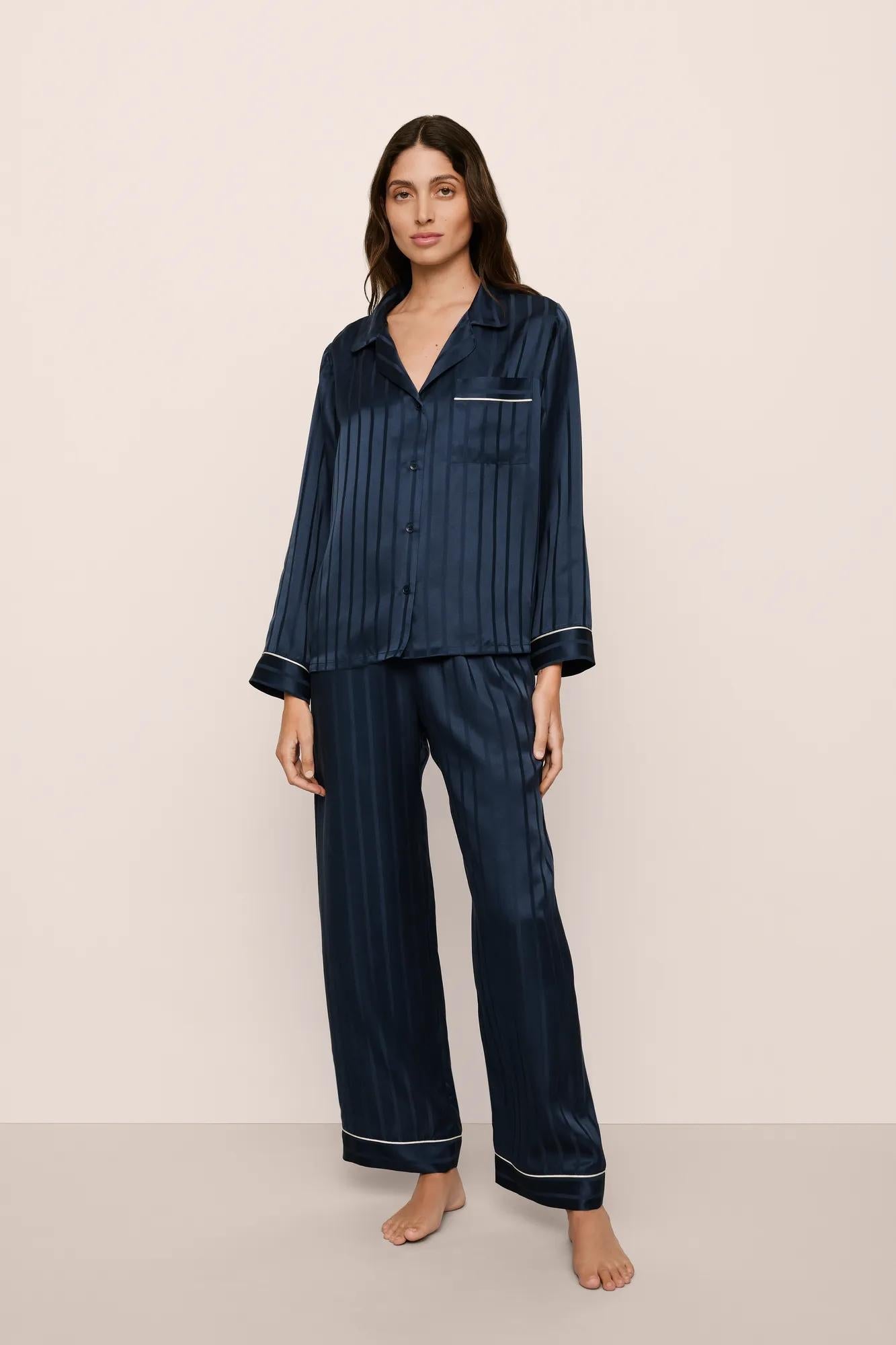 Eberjey Inez Washable Silk Jacquard Long PJ Set