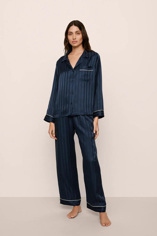 Eberjey Inez Washable Silk Jacquard Long PJ Set