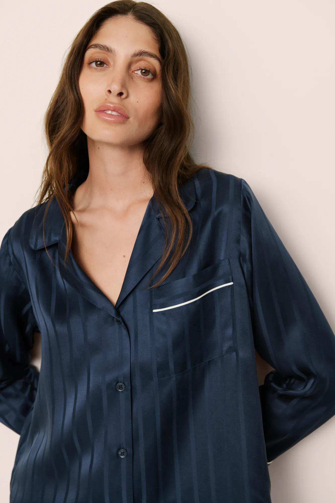Eberjey Inez Washable Silk Jacquard Long PJ Set