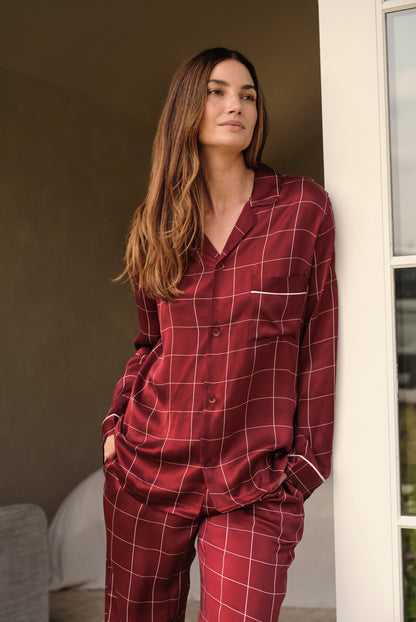 Eberjey Eberjey x Lily Aldridge - Inez Washable Silk Printed Long PJ Set