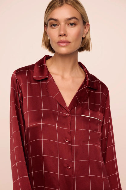 Eberjey Eberjey x Lily Aldridge - Inez Washable Silk Printed Long PJ Set