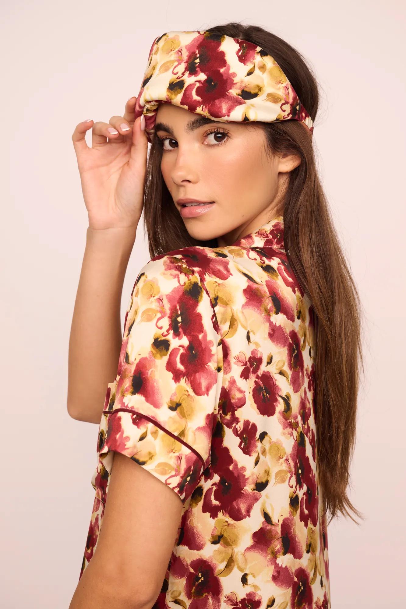 Eberjey Eberjey x Lily Aldridge - Inez Washable Silk Printed Eye Mask