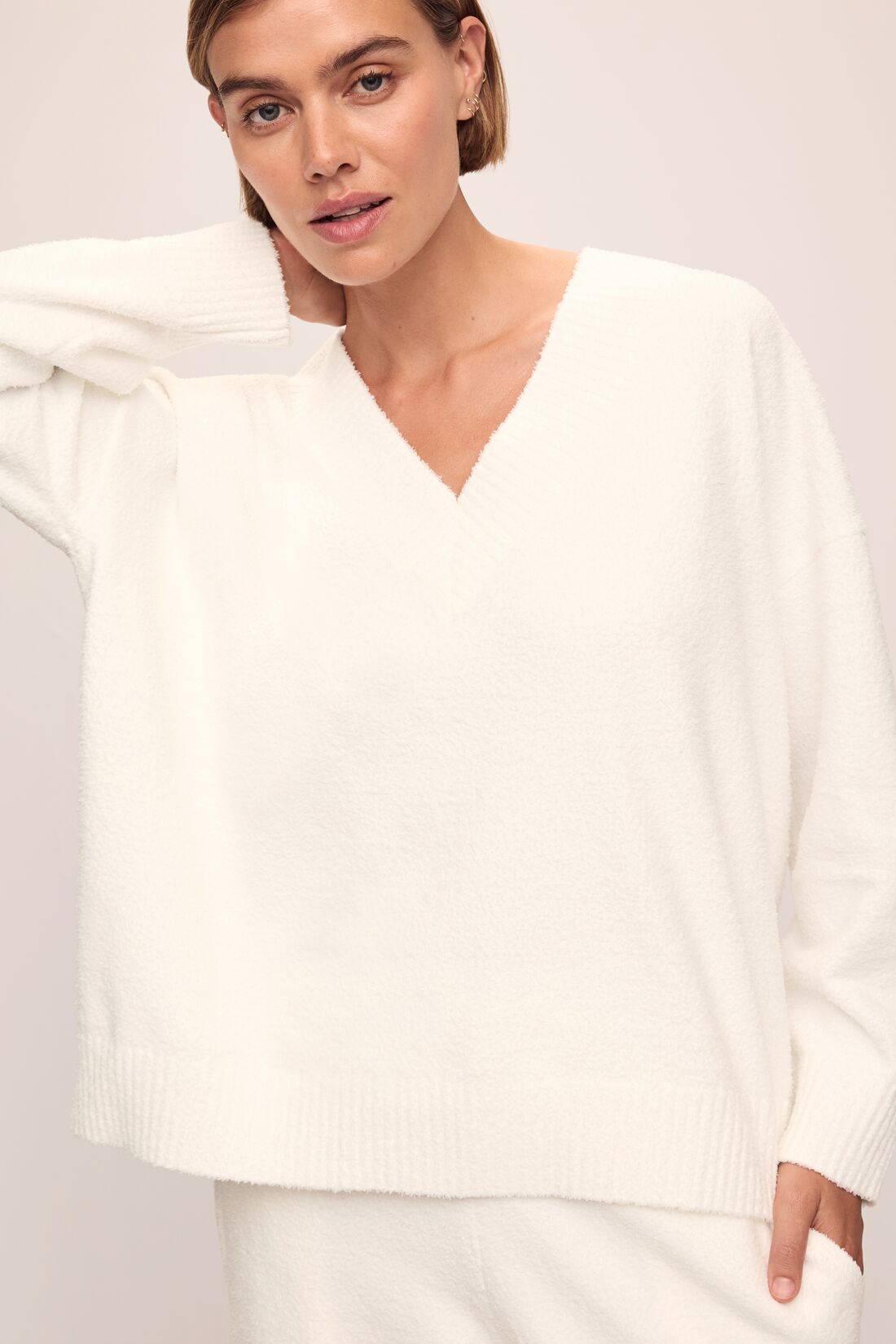 Eberjey Recycled Boucle Boyfriend Oversized V-Neck Sweater
