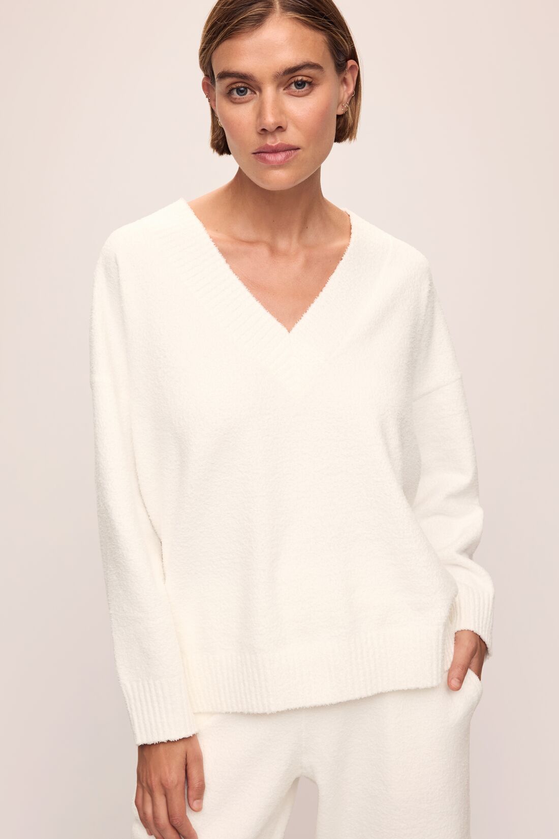 Eberjey Recycled Boucle Boyfriend Oversized V-Neck Sweater