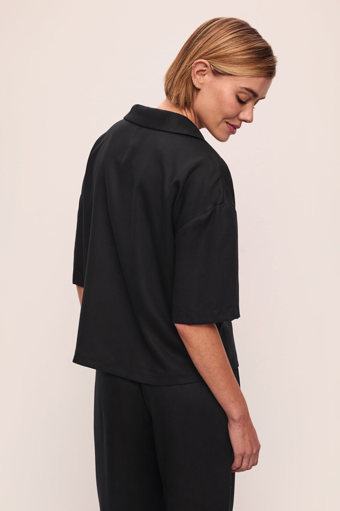 Eberjey Tencel Woven Relaxed Button Front Top