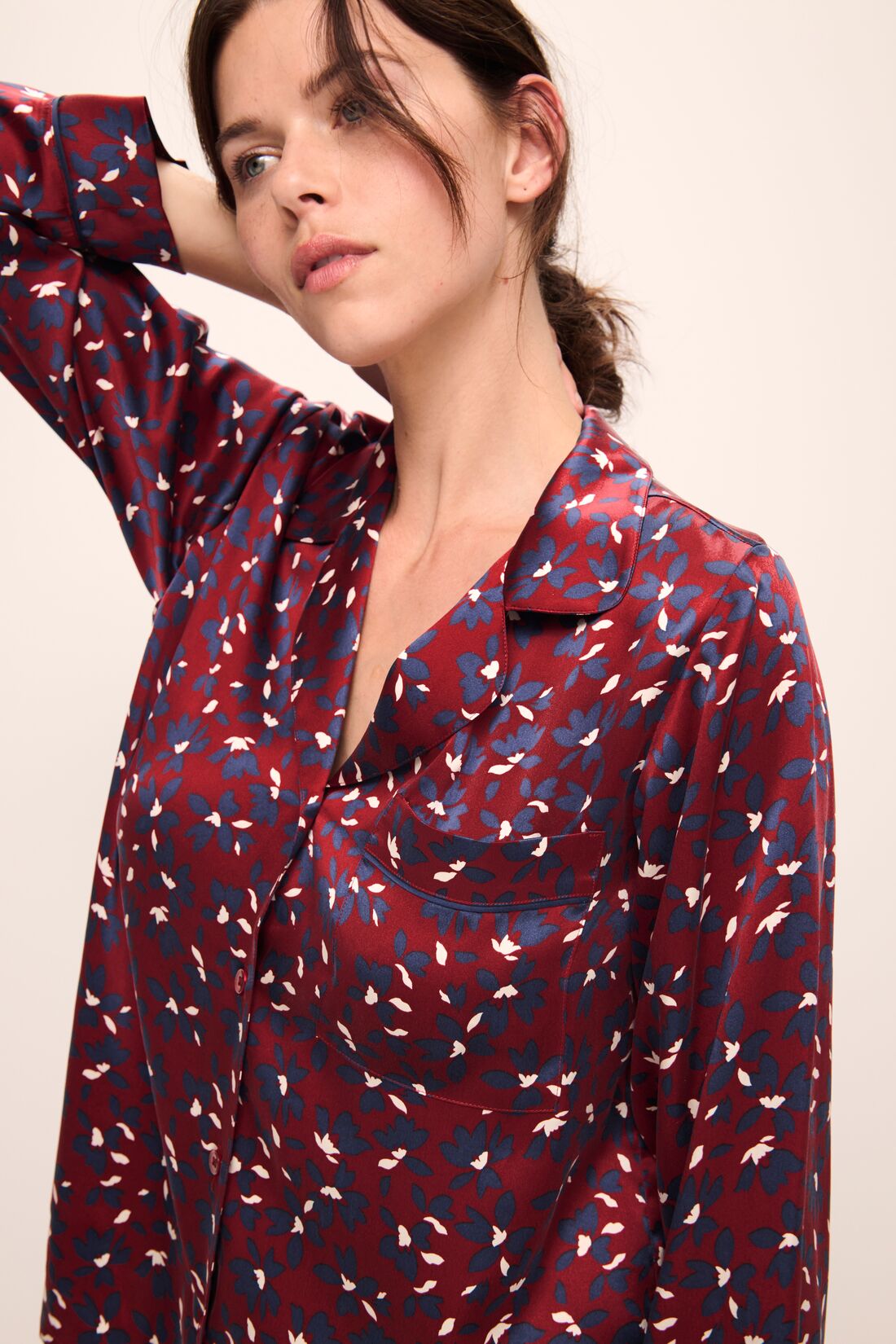 Eberjey Inez Washable Silk Printed Long PJ Set