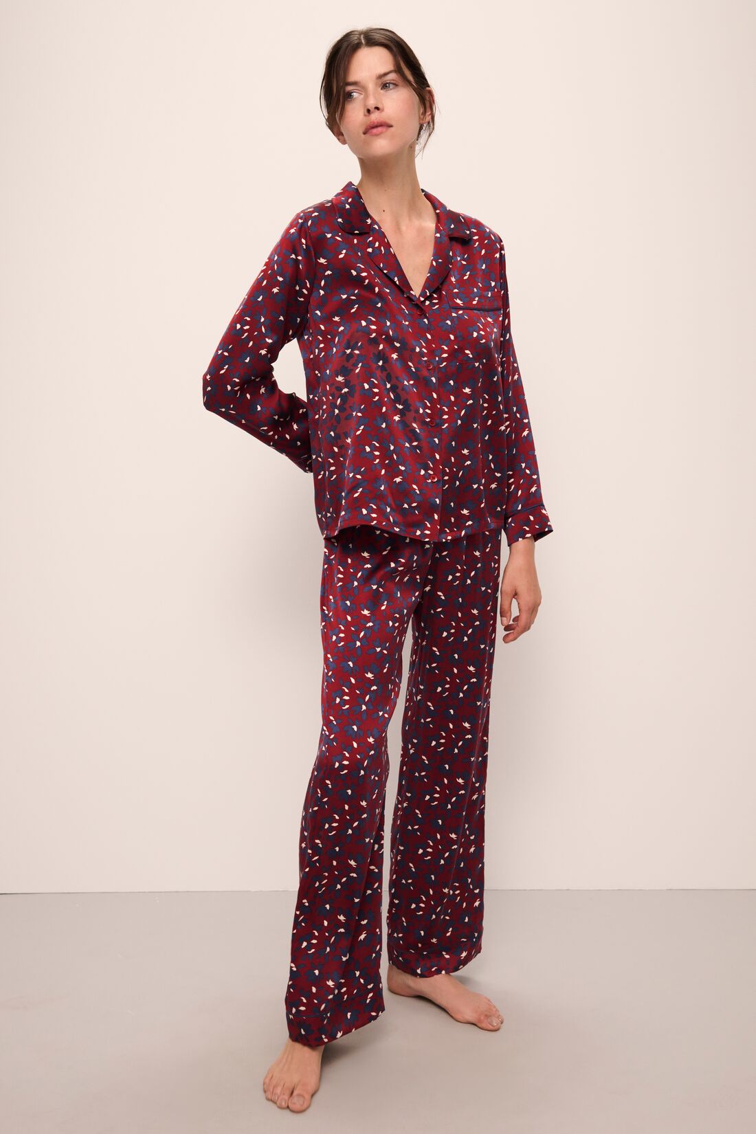 Eberjey Inez Washable Silk Printed Long PJ Set