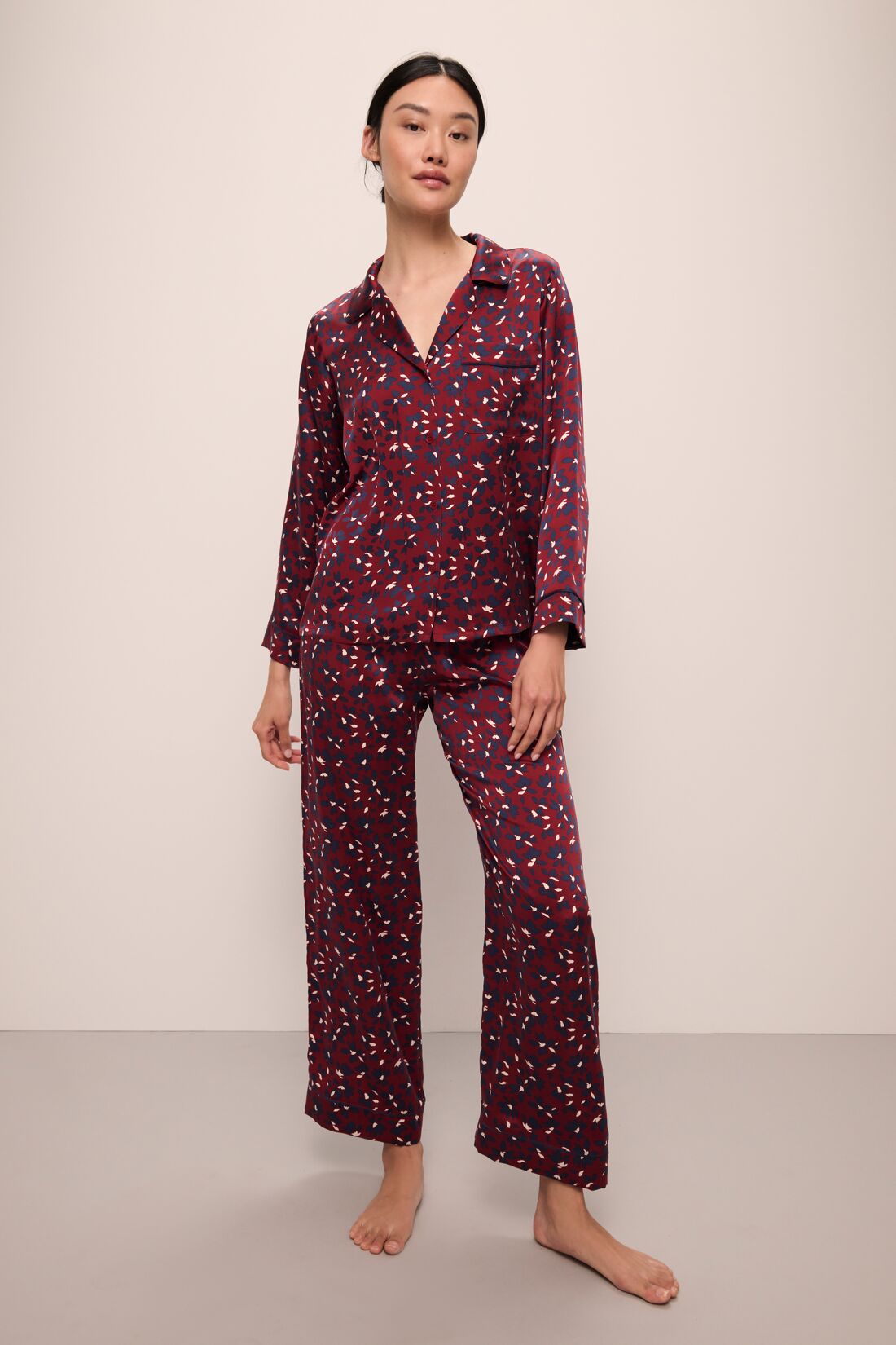 Eberjey Inez Washable Silk Printed Long PJ Set