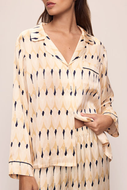 Eberjey Inez Washable Silk Printed Long PJ Set