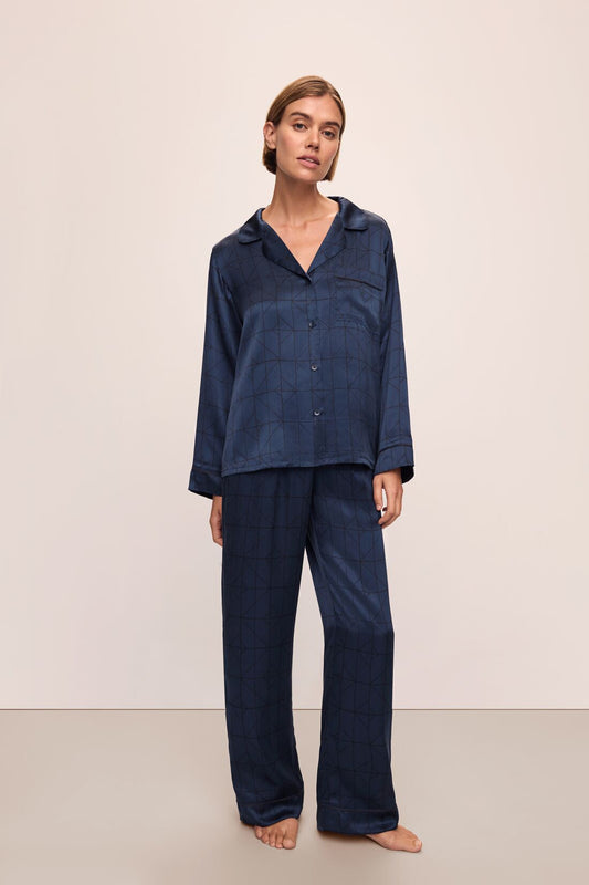 Eberjey Inez Washable Silk Printed Long PJ Set