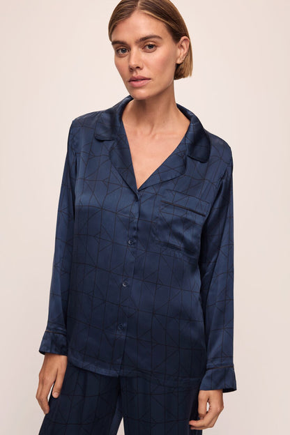 Eberjey Inez Washable Silk Printed Long PJ Set